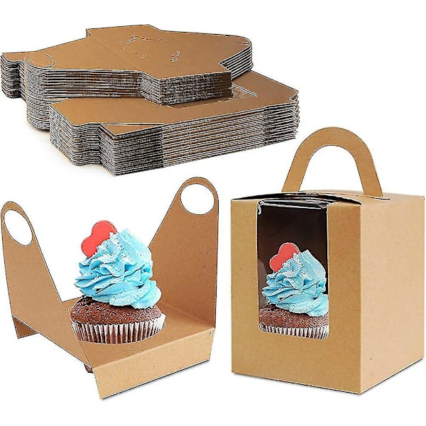 Individuelle Cupcake-æsker til Heilwiy-emballage, Cookie-æsker med vindue og håndtag til gave