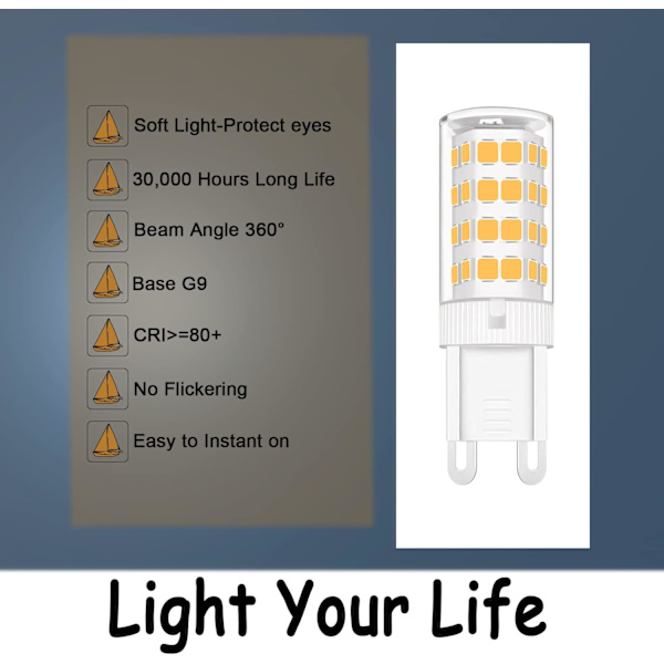 G9 LED-lampor Dimbara, 5W LED Små Majskornlampor Varmvit, 360° Strålvinkel Energisparande Lampor för Hembelysning LED-lampa 10-pack 10 Pack5w