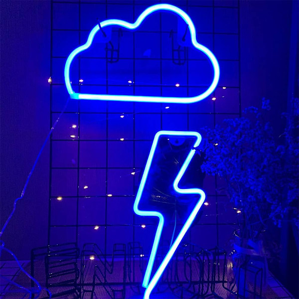 Salamanteri Neon Valo Sininen Neon Valo Merkit Neon Valot Seinille USB/Paristoilla Toimivat Neon Yövalot Neon Valot Salamanteri LED Valot Ylös Merkki