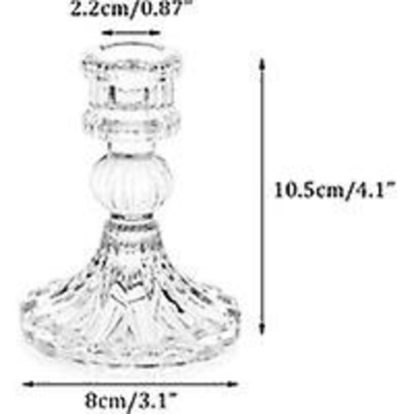 Kristallglas Ljusstakar Set med 2, Dekorativa Ljusstakar Genomskinliga Glas Koniska Ljusstakar, Eleganta Ljusstakar För Centerpieces För Matsal