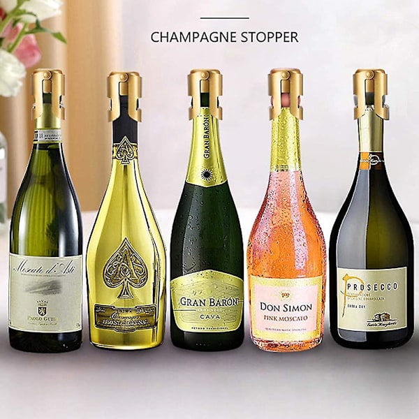 2 st Champagneproppar. Gyllene rostfritt stål vakuumförseglade vin Prosecco