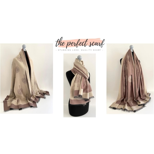 Cashmere Tree Life Blanket Scarf - Vendbar Sjal til Kvinder Pashmina Shawl, Vinter Sjal Kvinder, Stor Wrap, Varmt Sjal, Livets Træ Print Dame Sjal