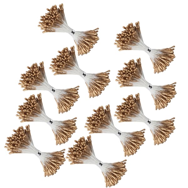 Perlestilk Gylden Gips Simulation Dobbeltendet Kunstig Buket Fremstilling Tilbehør (1mm (#3) 1440)