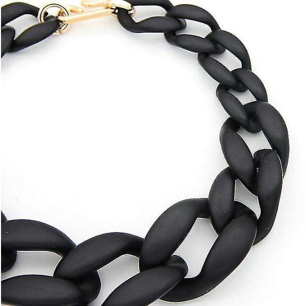 Vintage Resin Lackingone Akryl Krage Chunky Choker Statement Bib Kedja Halsband Hängsmycken Svart