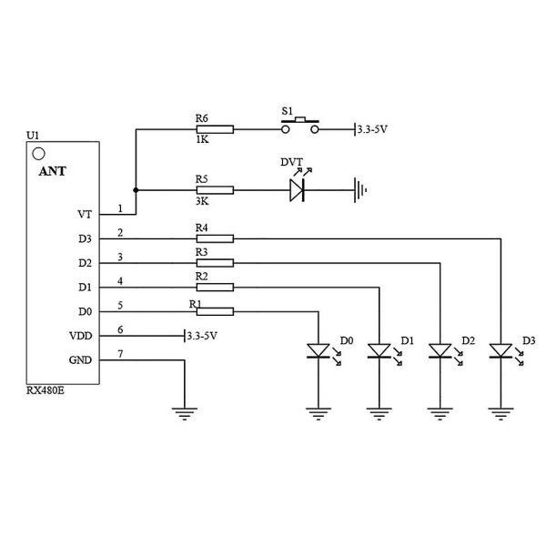Trådløs Rx480e-4wqb 433mhz Rf-modul Sender og Modtager 3 Sæt 4 Kanal Output Link Kit Til