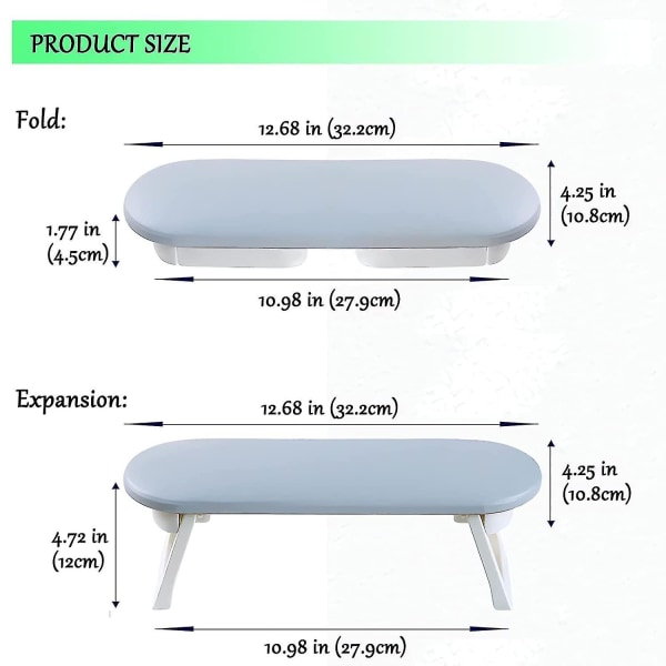 Foldbar Neglearmlene, PU-Lær Negle Håndstøtte For Negleteknikere Med Bordmatte, Myk Håndstøtte Stativ For Akrylnegl