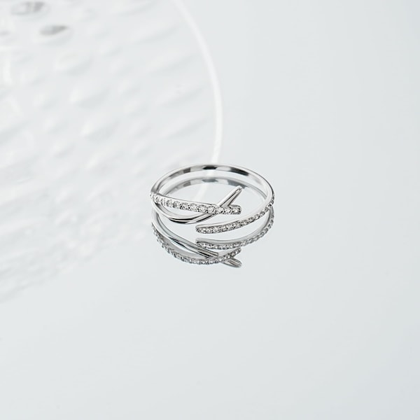 Ringar för Kvinnor Män, Silverring Justerbara Fidget Ringar 1# CrossLine Ring