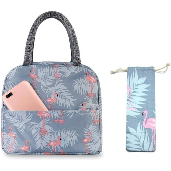 Lunsjpose Tote Bag for Kvinner Bred Åpen Isolerte Kjølepose Vannbestandig Termisk Lekkasjesikker Lunsjarrangør For Menn Jenter Utendørs Piknik Arbeid Flamingo