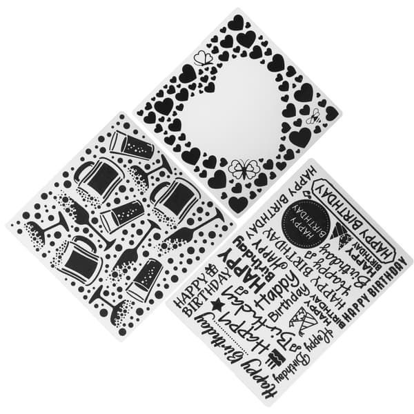 3 stk. pregefolder i plast DIY kortlaging papirhåndverk scrapbooking preget mal