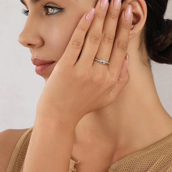 Sølvringer for kvinner Kjærlighetsknute Ringer Justerbare Åpne Fingerfjærringer Smykkegaver Kryssede Ringer for Kvinner med Cubic Zirconia style6