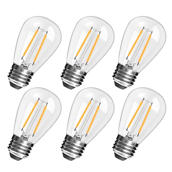 E27 220 V kierrekanta, S14 Vintage Edison LED-lamppu, 2 W 2700 K lämmin valkoinen ulkovalolamppujen korvaus, 6 kpl [Energialuokka F]
