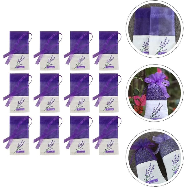 Pakke med 24 15x7,2 cm skuffer Lett luftfrisker Gaze anheng Bånd Bag Duft Lavendel Gjennomsiktig oppbevaringspose