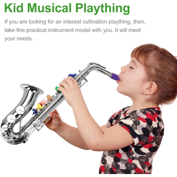Saxofonleksak för barn Trumpet Musikinstrument Plast 8 toner Tidig pedagogisk leksak Silver