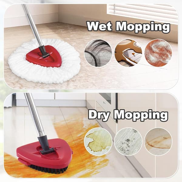 Moppehovedudskiftning til Ocedar EasyWring 1 Tank, 4 mikrofiber spinmoppe-refiller med 2 skrubbehoveder, dybdegående rengøring og vaskbar