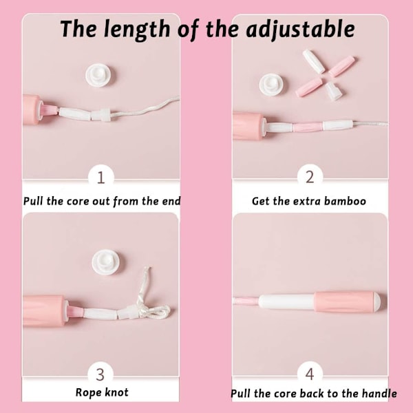 Blødt Perlehoppetov, Justerbart Tangle-Free Segmenteret Fitness Hoppetov til Mænd, Kvinder, Børn og Studerende (9 Fod, 280 cm) Pink