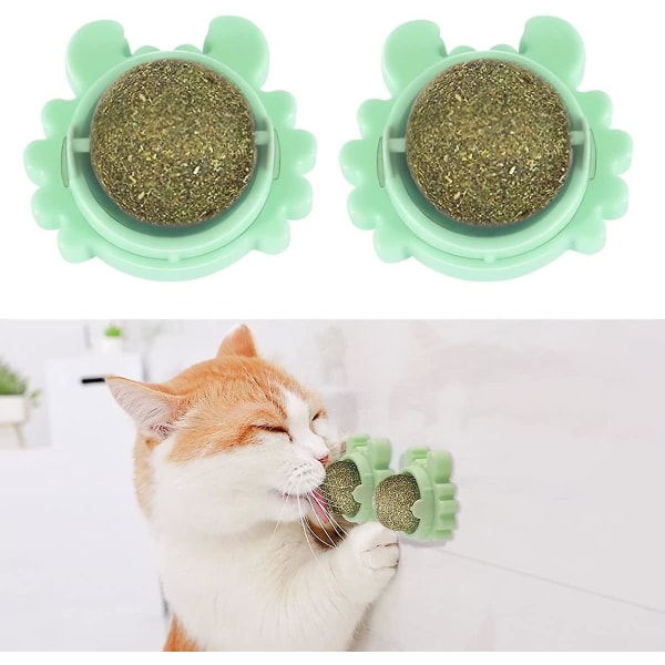 2 stk Kattemynteballer leketøy for katt, vegg kattemynterulle for katteslikking, tannrengjøring Dental spiselig kattungeleke