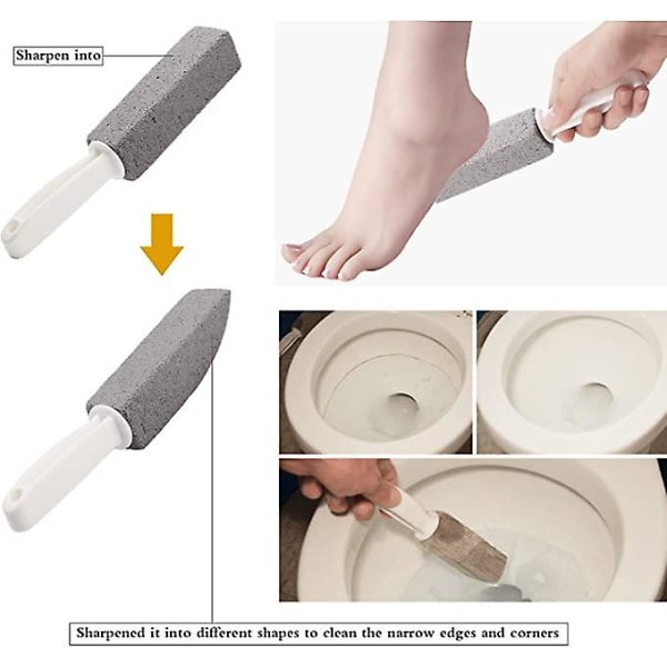 2 stk Pimpstein rengjøringsbørste med håndtak Toalettbørste til kjøkken/grill/badekar/toalettbolle