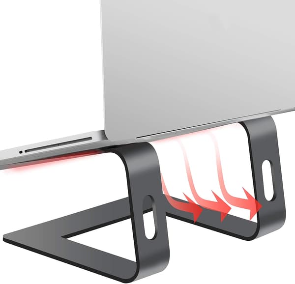 Ergonomisk bærbar PC-stativ i aluminium - Stabilt ventilert skrivebordsstativ for 10-17\" bærbare PC-er Grey
