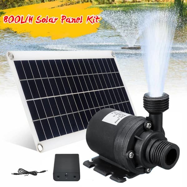 Solvattenpumpkit: Borstlös DC-dränkbar vattenpump med 50W solpanel för solfontän, fiskdamm och akvarium