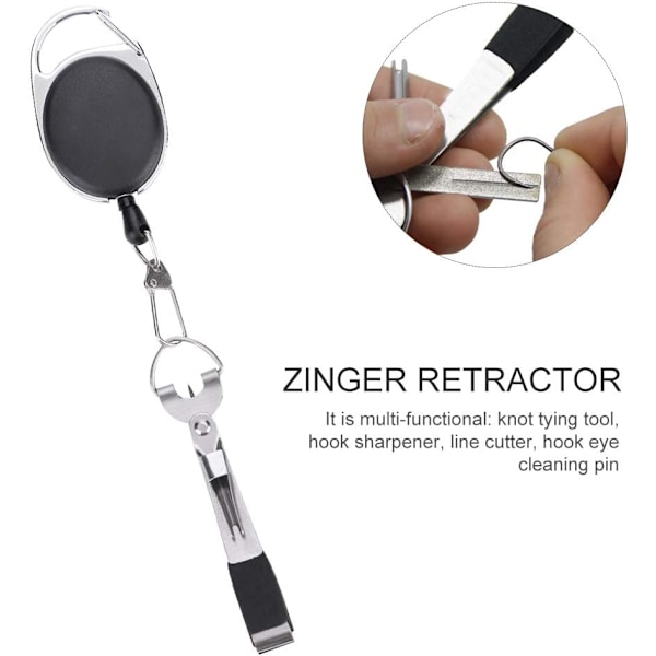 Fiske Line Nipper Cutter Clipper, Multifunksjonell fluefiske med en Zinger Retractor, Anti-slip fiskeutstyr tilbehør med PU-dekket håndtak, f