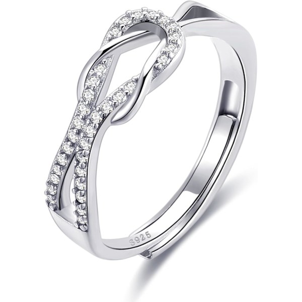 Sølvringer for kvinner Kjærlighetsknute Ringer Justerbare Åpne Fingerfjærringer Smykkegaver Kryssede Ringer for Kvinner med Cubic Zirconia style10