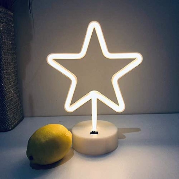 LED Neon Skylt Dekorativa Ljus Borddekoration Neonlampa Med Bas För Barn Pojke Och Flicka Sovrum Unik Present För Alla Tillfällen (Varmvit)
