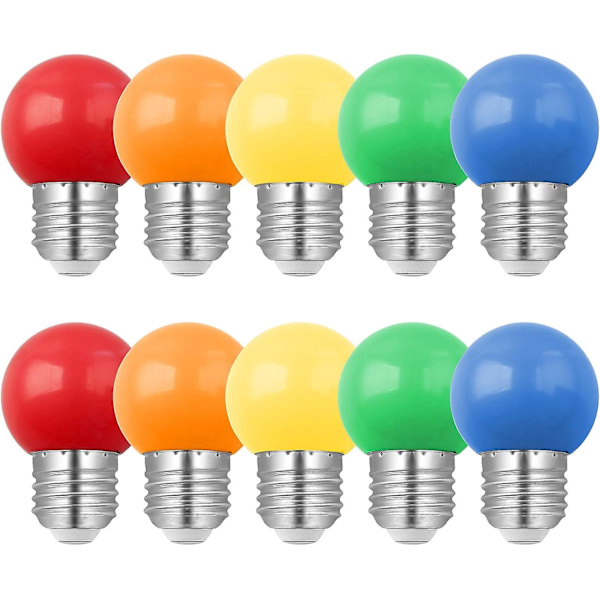 10-pack 1W E27 LED Färgade Glödlampor, motsvarande 10W Glödlampa, 1W G45 Färgade Energisnåla Glödlampor, Mini Globe Glödlampa, Röd Grön Blå Eller