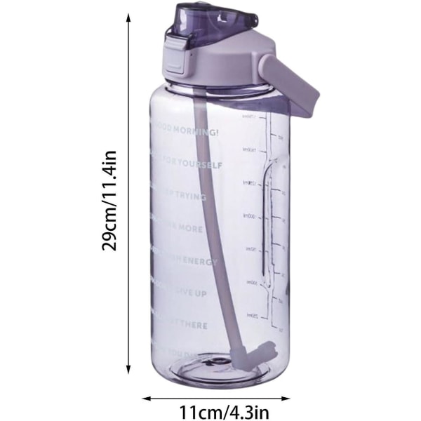 2 Liters Sportvattenflaska, Läckagesäker Vattenflaska, 2 Liter, Vattenflaska Med Sugrör, Motiverande Träningsdryckesflaska Med Tidsmarkering