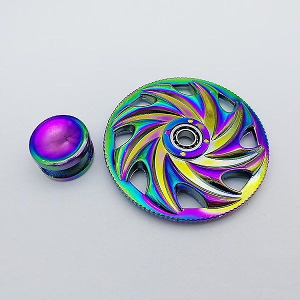 1 st 3-5 minuters spinner hand leksak, flerfärgat ratt regnbåge elektroplätering legering stressreducerare höghastighets rostfritt stål lager finger