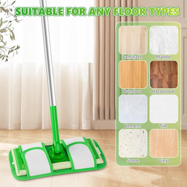 Mikrofiber moppputer kompatible med Swiffer Sweeper Mopp, Våte puter påfyll Tørre puter Gjenbrukbare våte puter Mopp påfyllputer Tørr Våt påfyll Vaskbar (4-pakning)