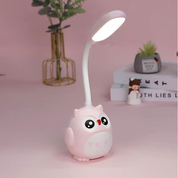 Søt rosa miniugle nattlys, USB oppladbart, sammenleggbart for barnerom, rosa Pink Pink