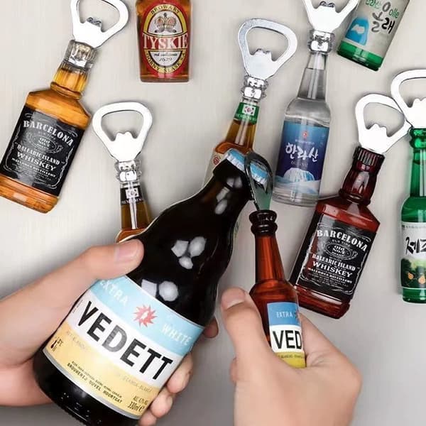 4-pak flaskeåbner køleskabsmagnet øl cola flaskeform