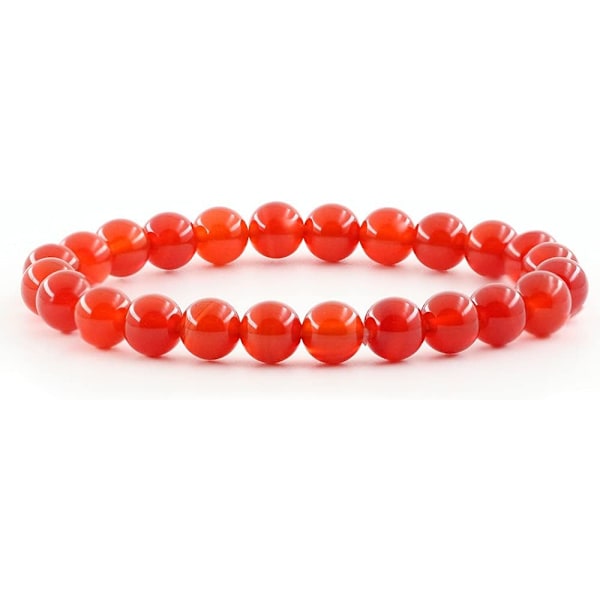 Kristall armband, 8mm Naturstenpärlor Armband, Läkande Kristall Armband för Kvinnor Män Red agate