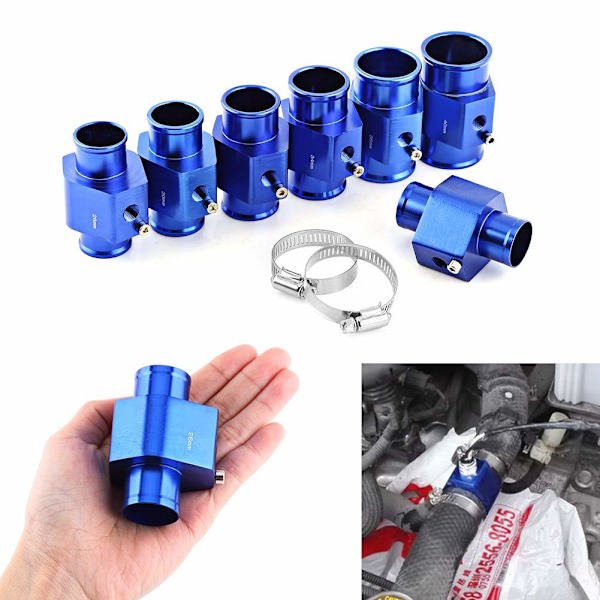 Bilsensor til Vandtemperatur, Universal Aluminium Bilsensor Adapter Rør Slange Sensor Måler Adapter Blå (28mm) 28MM