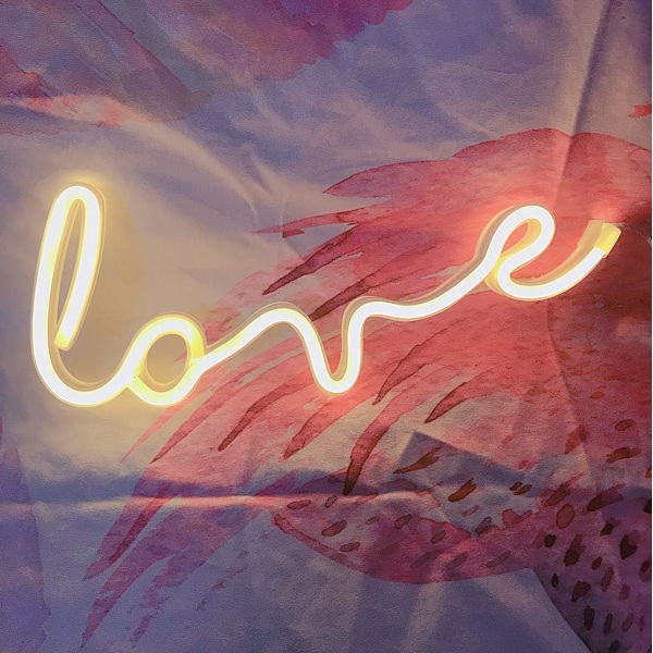 Neon Art Love Skilte Lys LED Kærlighed Børnegave - Dekorativ Marquee Skilt til Væggen Værelse Bryllup Fest Bar Pub Hotel Strand Fritidsaktiviteter (Varmt Hvidt Art Lovewarm White