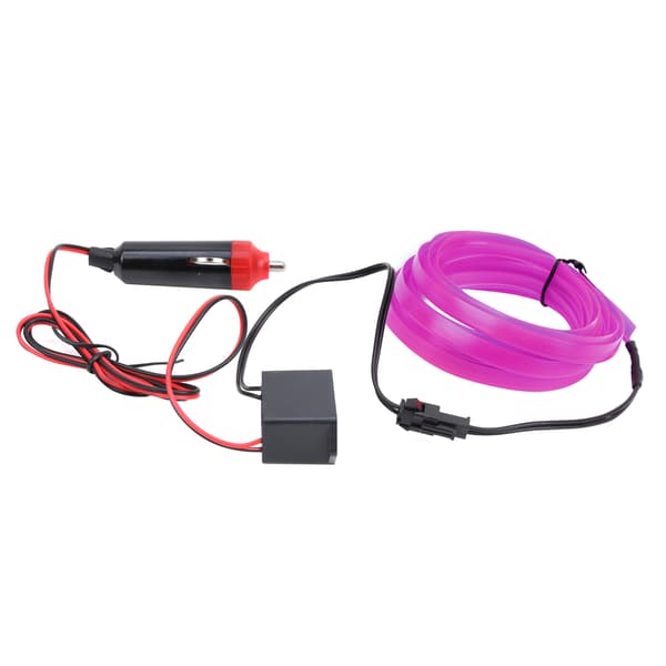 3 meter bilinteriørbelysning Auto LED-stripe sigarettenner ledningsrør neonlys lilla
