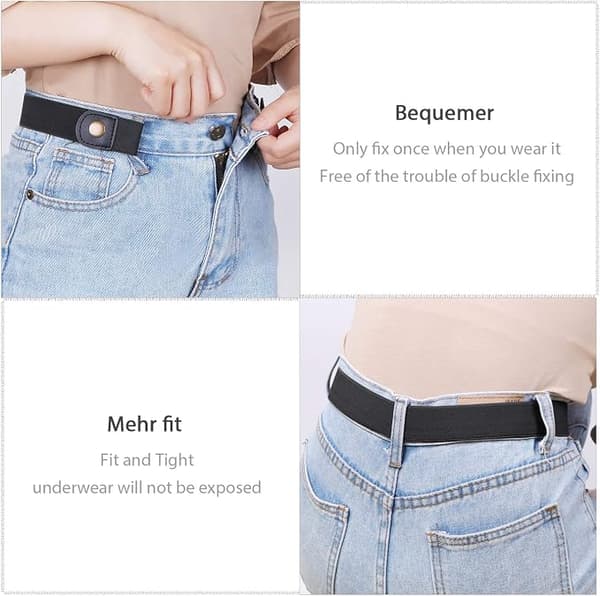 Elastiskt bälte för kvinnor, spännlöst osynligt bälte för jeans