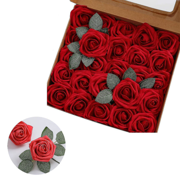 Konstgjorda rosor blommor skum rosor skum rosor konstgjorda blommor roshuvuden falska konstgjorda rosor ros diy bröllopsbuketter brudhem dekoration (25