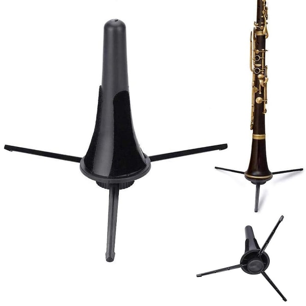 Klarinetti- ja oboe-teline, irrotettava taittuva klarinetti- ja oboe-telineteline, kannettava taittuva kolmijalka-teline, tukivaruste (1 kpl, musta)