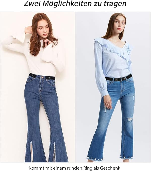 Elastiskt bälte för kvinnor, spännlöst osynligt bälte för jeans