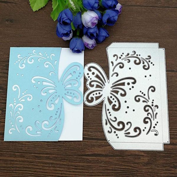 Fjärilskuvert i metallskärform, utsökt scrapbooking präglingsstencil