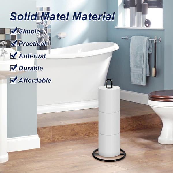 Toiletpapirholder fritstående, OBODING, sort toiletpapirholder til opbevaring af 3 ruller toiletpapir (sort) Black