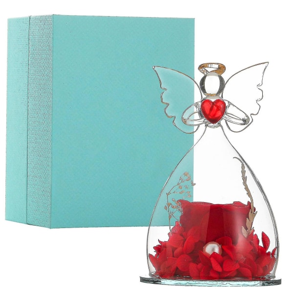 Forever Rose In Angel Glass Cover Eternal Flowers Home Decor Gifts E