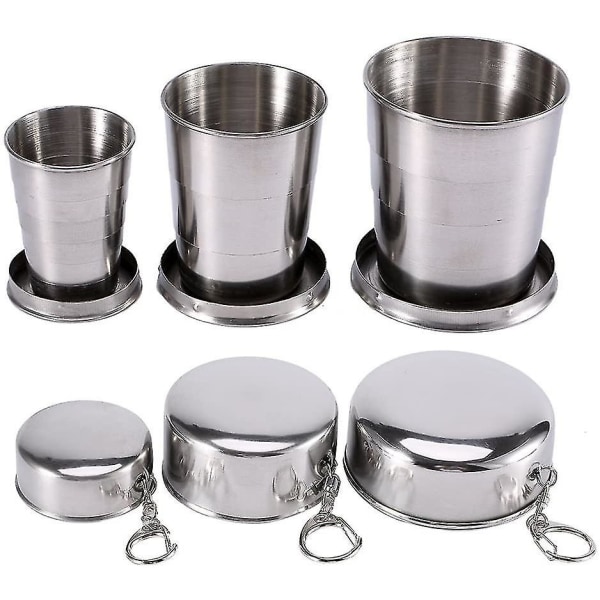 Hopfällbar mugg i rostfritt stål, premium metallmugg stapelbar dricks utomhus rese teleskopisk hopfällbar mugg