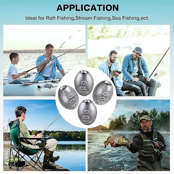 20 stycken äggfiskesänken olivformad sänkevikt gjutning för fiske bottenfiske fiskeredskap fiskesänkevikter, en 10g