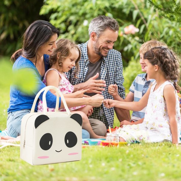 Lunsjpose Tote Bag for Kvinner Bred Åpen Isolerte Kjølepose Vannbestandig Termisk Lekkasjesikker Lunsjarrangør for Menn Jenter Utendørs Piknik Arbeid Blackpanda