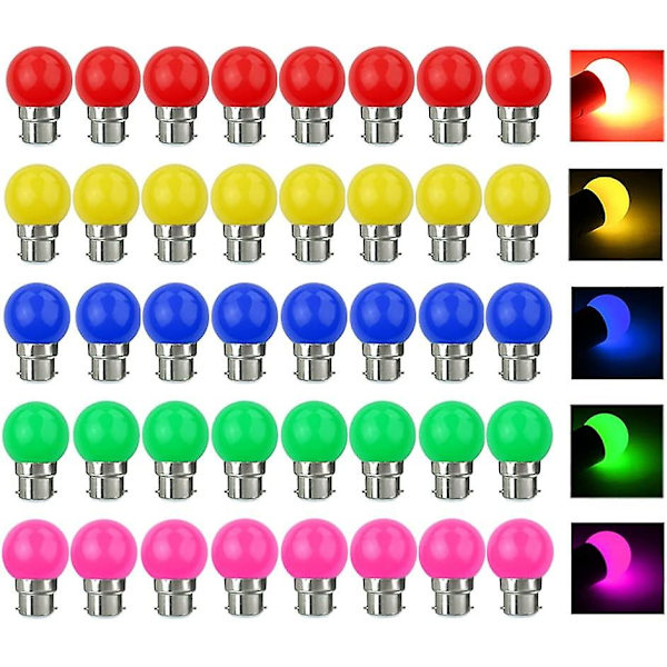 B22 Färgad LED-lampa 3W motsvarande 30W 300lm AC 220V B22 Bajonettlampor Girlang Färgad LED-lampa Flerfärgad för Hem Bar Fest Atmosfär