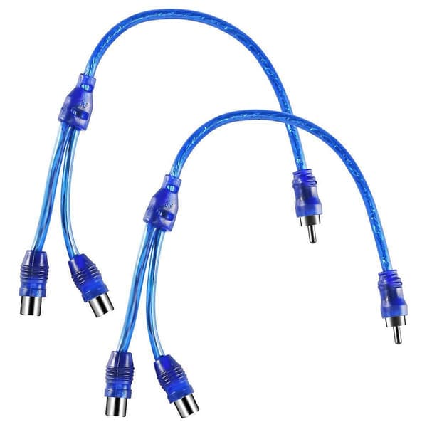2x RCA Phono Y-splitterkabeladapter 1 Han til 2 Hun Bilkontakt 30cm