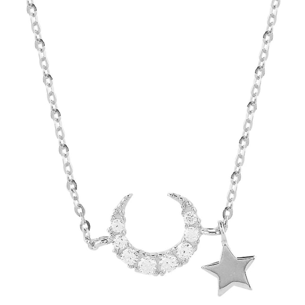 Star Moon Link Chain Armbånd For Henne Justerbar 16cm+5cm Sølv