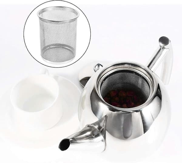1,5L tekande i rustfrit stål til komfur med si til løs te og kaffe - Holdbart og stilfuldt design